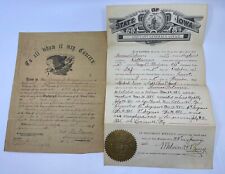 1865 Union Civil War Original & Duplicate Discharge Papers Iowa 3rd Sergeant picture