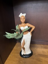 Vintage Hedi Schoop Josephine Baker Statue Planter White Dress Exquisite picture