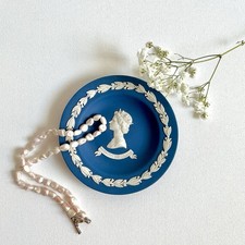 Vintage Wedgwood Blue Jasperware Silver Jubilee Trinket Dish 1977 4.5” picture