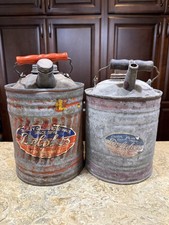 2 Vintage Delphos 1 Gallon Kerosene/gas Can Galvanized Steel Nozzles picture