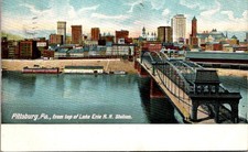 Postcard Pittsburgh PA from top of Lake Erie RR Station AE5 picture
