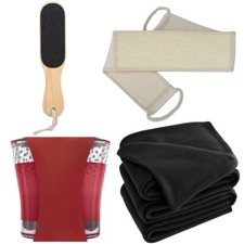 Home Spa Bath Set - Soft Towel, Scented Candle, Exfoliating Loofah & Foot File | picture