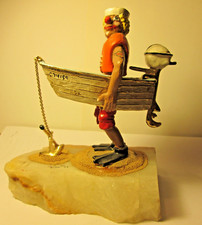 RARE Ron Lee Sailor Clown with a hole in the dinghy boat. Figurine Signed 1979 picture