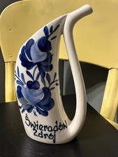 Vintage PRL Poland Świeradów-Zdrój Pijałka Spa Water Drinking Cup Cobalt 7” picture