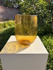 Amber bubble glass vase, Tumbler Shape 8.5” Tall picture