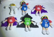 M&M Mars Candies 6 Vintage Halloween Plush Characters Witch Mummy Pirate Vampire picture