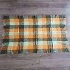 Glen Cree Scotland 100% mohair blanket Scottish tartan Green Orange 70