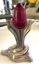 Kass China USA Vintage c.1930s Tulip Vase /Candleholder Ceramic Lusterware, Gold picture