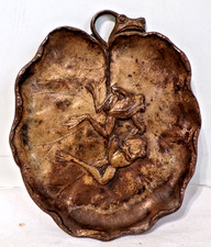 Vintage Gorham #0536 Bronze Lily Pad With Frogs Trinket Tray  - See Below - LT picture