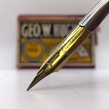 Geo W Hughes 456 Grammar Pen Nib - Vintage Gold Tone Dip Pen Nib Calligraphy picture