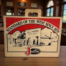 Vintage Justin Boots Box ONLY Fort Worth TX Retro Display Advertising Cowboy 70s picture