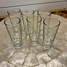 Shot Glass Barware Set of 6 Clear Glass Weighted Base 2 Ounce Vintage picture