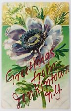 Vintage Jenkintown New York Embossed Postcard Greetings Mistake? Flowers 1907 picture