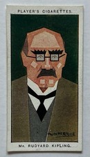 1926 Players Straight Line Caricatures Rudyard Kipling #33 Tobacco Card TR12 picture