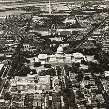 Washington D.C. Aerial Stereoview Keystone View Co. 1920s Curved Mount Capitol picture