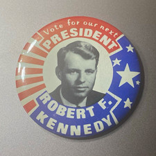 Robert F Kennedy vintage 1968 presidential button large 3.5 inch picture
