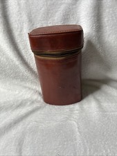 Vtg C.F. Rumpp & Sons Leather Traveling Dual Hip Flask Set Glass Chrome W/case picture