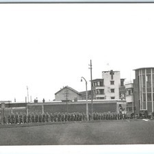 Vtg 1940s WWII USMC Marines Marching Real Photo Soldier Base HQ Hand Drawn Map picture