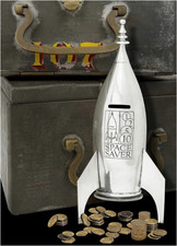 Rocket Ship Space Saver Coin Bank 9.5