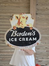 LARGE VINTAGE BORDEN'S ICE CREAM PORCELAIN SIGN  20