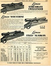 1955 Print Ad of Lyman Streamlite Challenger, Wolverine, Alaskan Rifle Scope picture