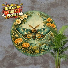 Dreamy Blue Butterfly Metal Sign Ethereal Insect Round Wall Decor Plaque 8x8 picture