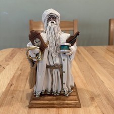 VTG Clay Art Elderly Man With A Clock, Violin, Horn Etc. Signed By “Fay 94” picture