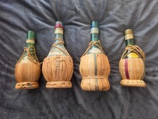 Vintage Italian Empty Wine Bottle Wicker Basket , lot 4, 1943, 1957,  1959, 1959 picture