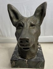 Vintage 1930’s ASPREY London Bronze Dog German Shepherd Alsatians Head Cool picture