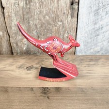 Vintage Australian Kangaroo Figurine Hand Painted Red Dot Art Souvenir 4 Inch picture