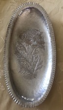 Vintage Continental Tray Hand Wrought Aluminum Chrysanthemum Model 566 picture