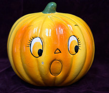 Vintage Rubens Originals Pumpkin Planter Halloween Ceramic Japan Anthropomorphic picture