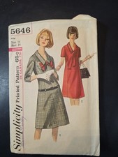 Simplicity Sewing Pattern 5646 Misses 1 Pc Dress & Tie Size 14 Vintage 1960 picture