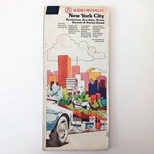 Rand McNally New York City Manhattan Brooklyn Bronx Queens Staten Island Map VTG picture