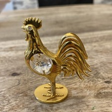 Crystal m Mini Rooster Figurine Gold Bejeweled Spring Legs ￼ picture