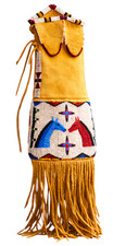 Handmade Native American Sioux Lakota Beaded Tobacco Pipe Bag Suede Leather Hide picture