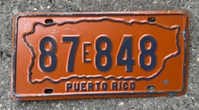 Puerto Rico License Plate 87E848 Island Outline 1970 Isla Del Encanto Vintage picture