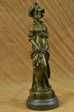Signed Cesar Ceribelli Les Roses Classy Society Lady w/ Rose Bronze Sculpture NR picture
