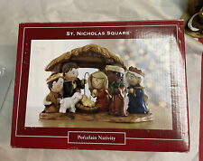 ST NICHOLAS SQUARE PORCELAIN NATIVITY Childs Design HAND PAINTED With Box picture