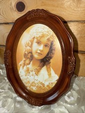 Vintage Oval Brown plastic 5 x 8 Inch frame Classy old Frame Glass picture