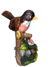 Vintage Multi-Color Perched Porcelain Robin Figurine Japan picture