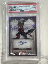 2024 Topps Chrome Marvel Spider-Man Character Auto Purple 68/75 PSA 9 #MI-8 picture