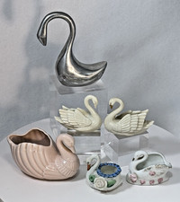 VTG Swan lot Lenox Ivory Gold Cake Topper Place Card Holders - Japan - Hoselton picture