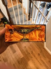 Aladdin Genie Lamp Gold Green Enamel Decorative Brass Oil Lamp 21cm Boxed picture