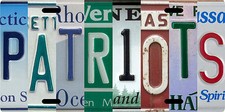 New England Patriots License plate collage with New England State plates picture