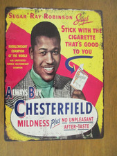 Sugar Ray Robinson Chesterfield Advertising Metal Repro Sign 9
