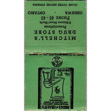 Mitchell's Drug Store Oshawa Ontario Advertising Matchbook Cover MM10-1 picture