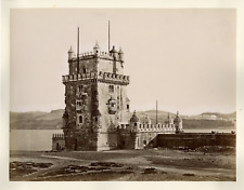 Portugal, Lisbon, Torre de Belém Vintage Albumin Print, Albumin Print  picture