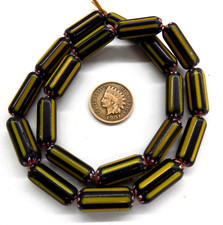 20  Yellow Jacket Chevron African Trade Beads  T206N RT   Museum Repo READ picture
