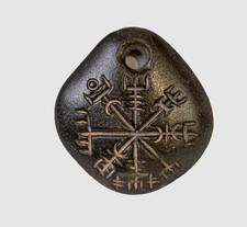 Ancient Viking Carved Engraved Gemstone Medallion Pendant Norse Nordic Amulet picture